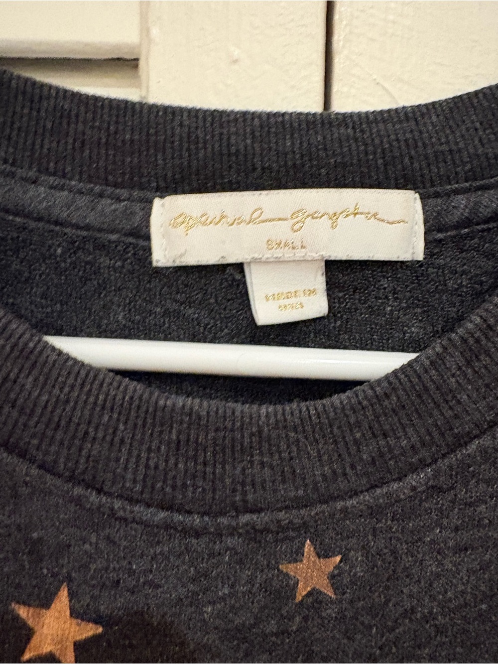 Spiritual Gangster Charcoal Star Print Cropped Sweatshirt - Picture 2 of 6